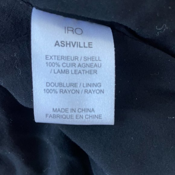 IRO Ashville Women's Black Biker Lamb Leather Jacket Zipper Waist Belt Buckles - Picture 4 of 7